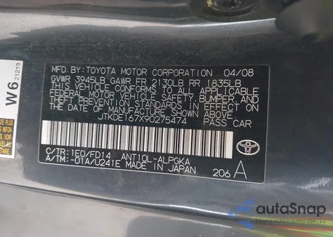 2009 Scion Tc from USA, damaged, VIN JTKDE167X90275474